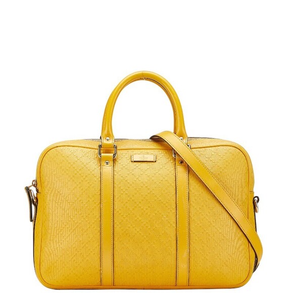 Gucci Handbags - Gucci Diamante Business Bag Shoulder Yellow Leather